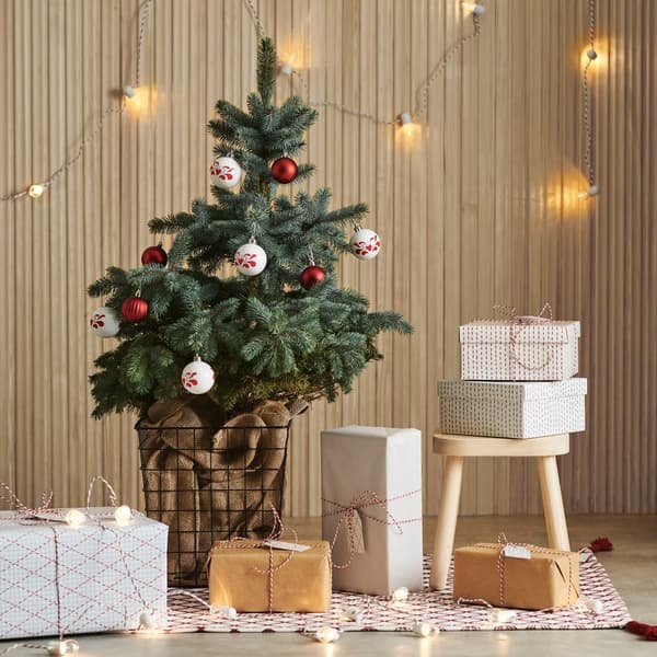 Christmas tree decorated with classic ornaments