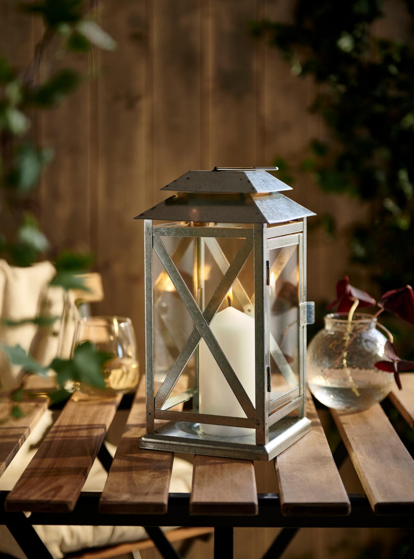 close up image of ikea outdoor lantern