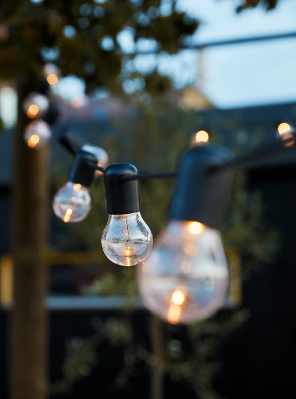 close up image of outdoor chain lights