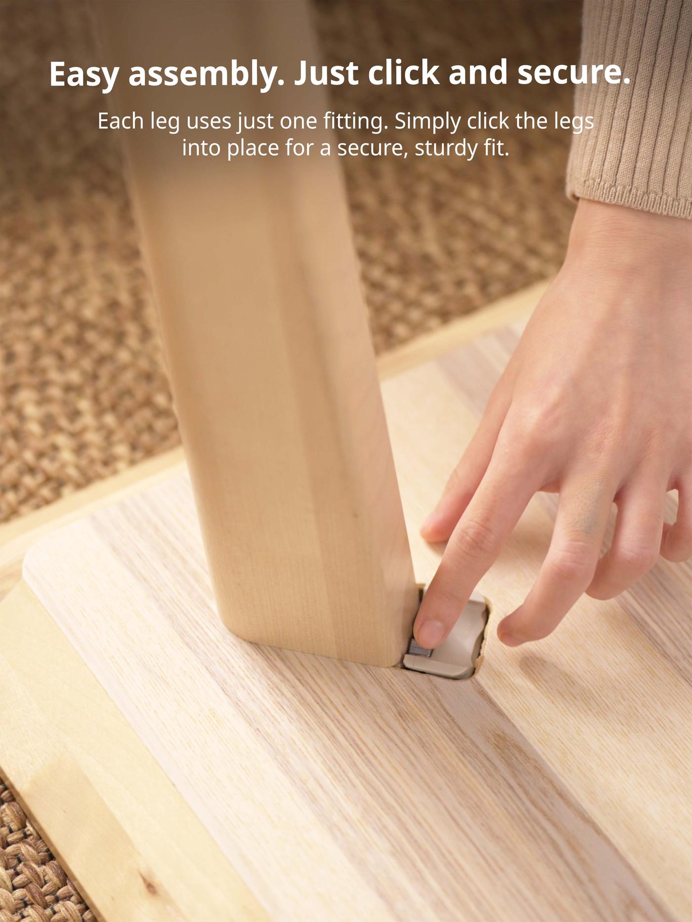 Close-up of LISABO table leg, showing how easy it is to assemble it.