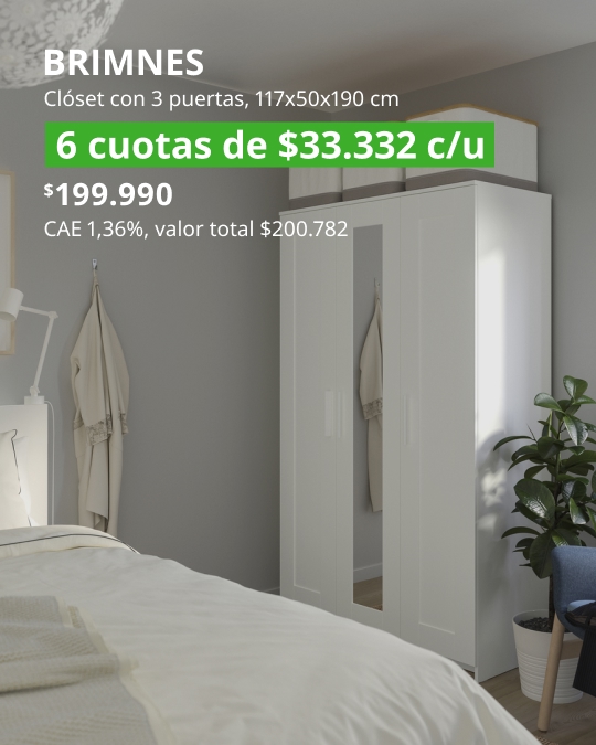 Clóset blanco BRIMNES con valor de cuotas