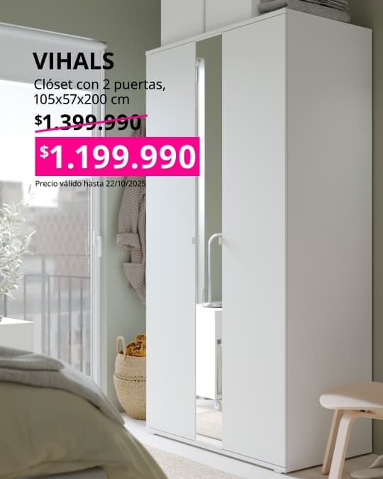 Clóset blanco de dos puertas VIHALS.