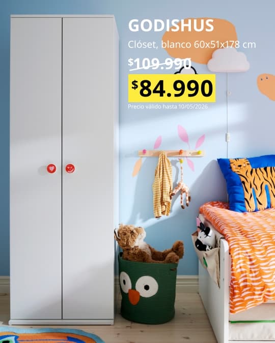 Clóset infantil GODISHUS con precio promocional hasta el 10 de mayo.