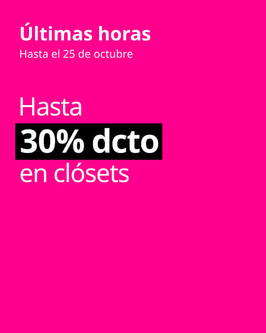 Clósets con hasta 30% dcto en Hot Sale.