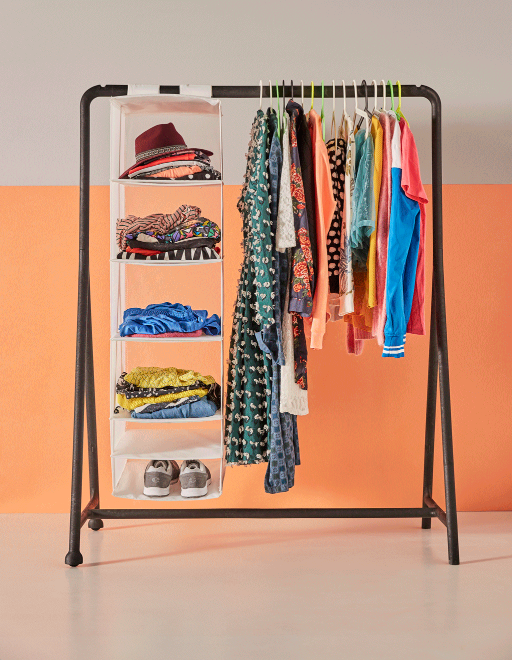 Clothes and shoes for college being packed into organisers gif.