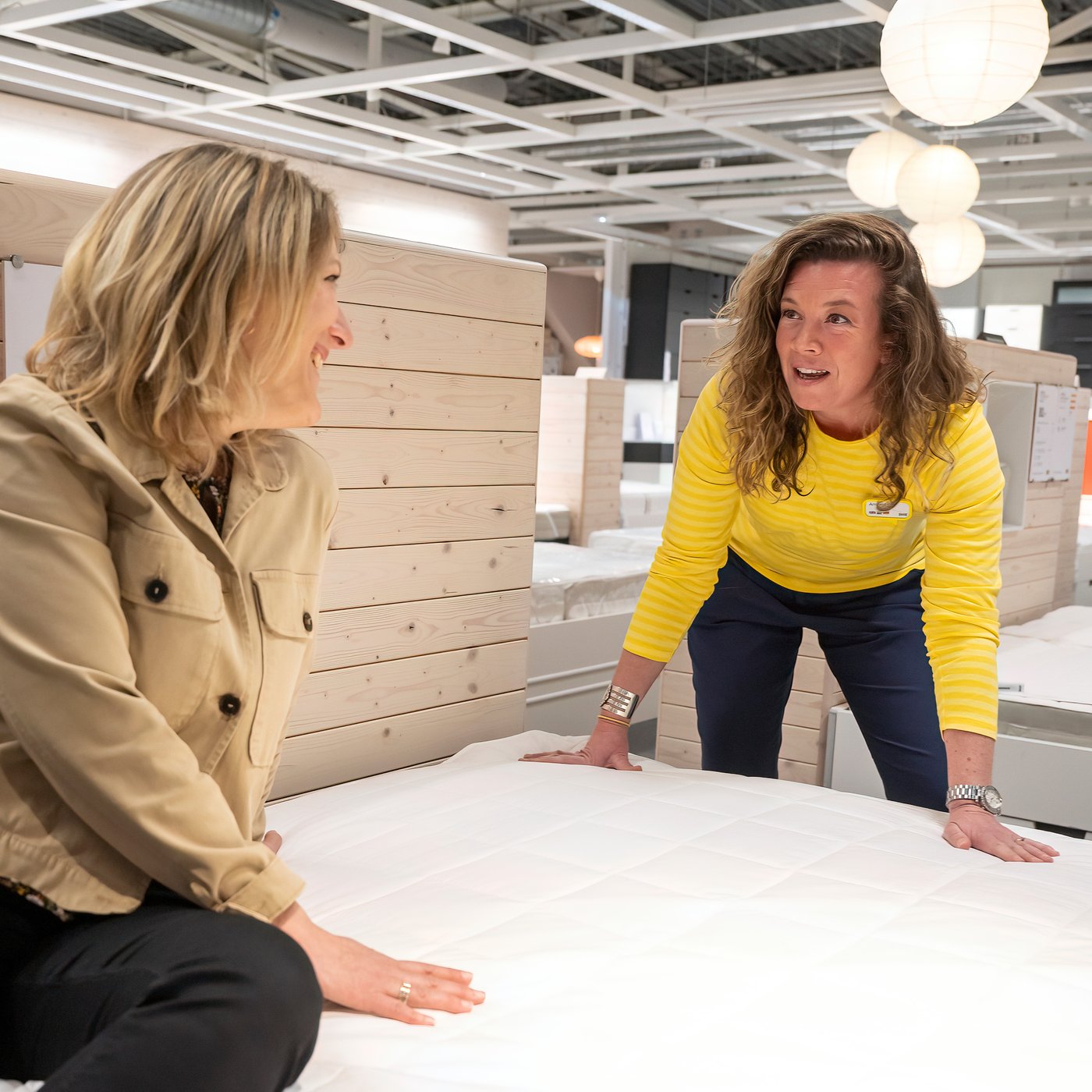 Co-worker serving customer