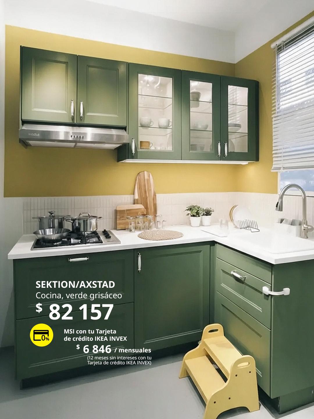 Cocina SEKTION verde grisáceo