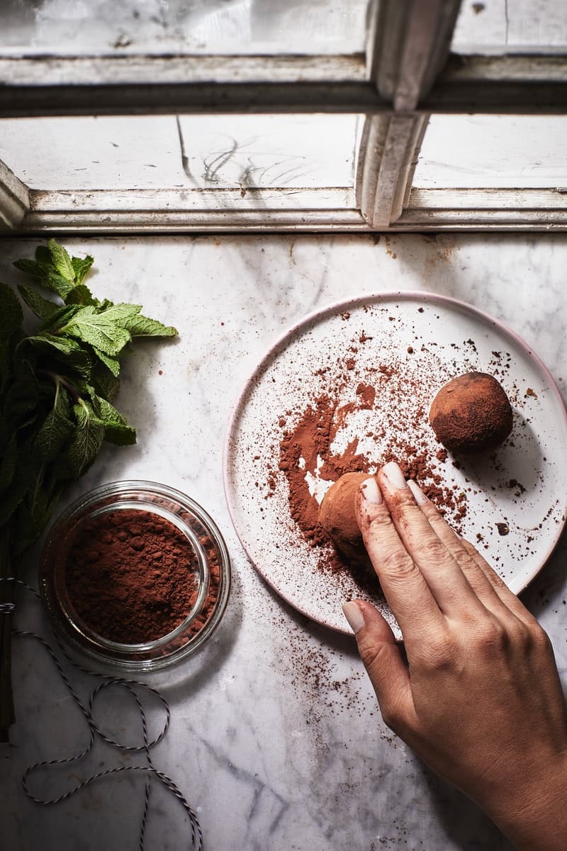 Cocoa & mint tea truffles