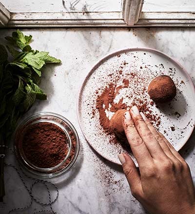 Cocoa & mint tea truffles