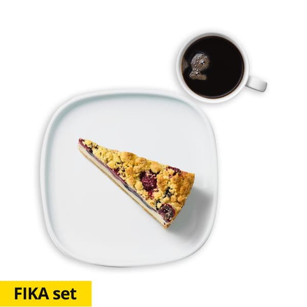 Coffee with blueberry raspberry cheese cake