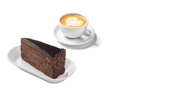čokoládový dort a cappuccino