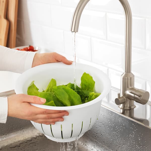 colander is perfect to use as a strainer for washing fruit and vegetables
