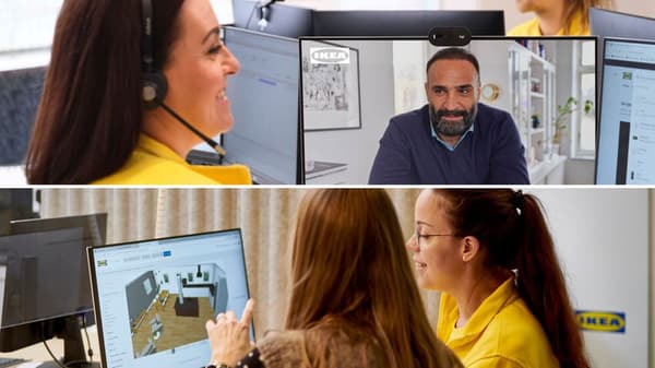 Collaborateurs IKEA qui aident des clients à imaginer et conceptualiser leur projet de rénovation.