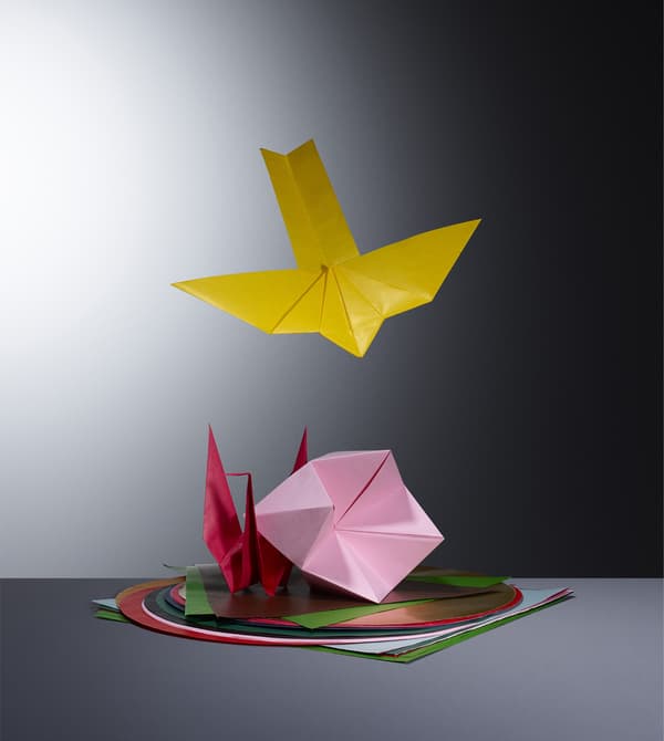 Colourful origami paper.