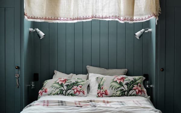 Combine different fabric textures and patterns.
