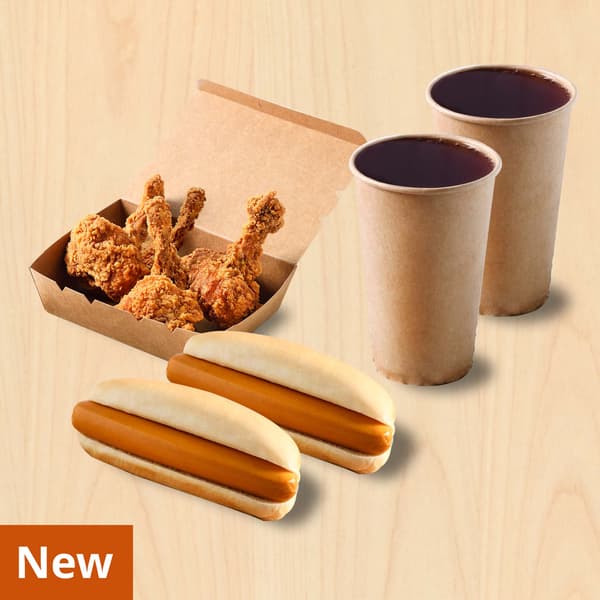 Combo 3  
2 pcs. of hotdogs + 3 pcs. of chicken tulips + 2 refill drinks
IKEA Family price: 189 THB
Normal price: 208 THB