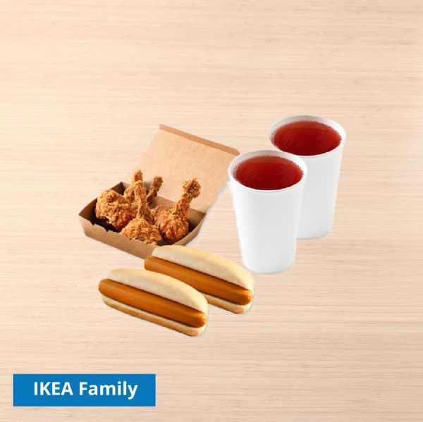 Combo 3  
2 pcs. of hotdogs + 4 pcs. of chicken tulips + 2 refill drinks
IKEA Family price: 189 THB
Normal price: 199  THB