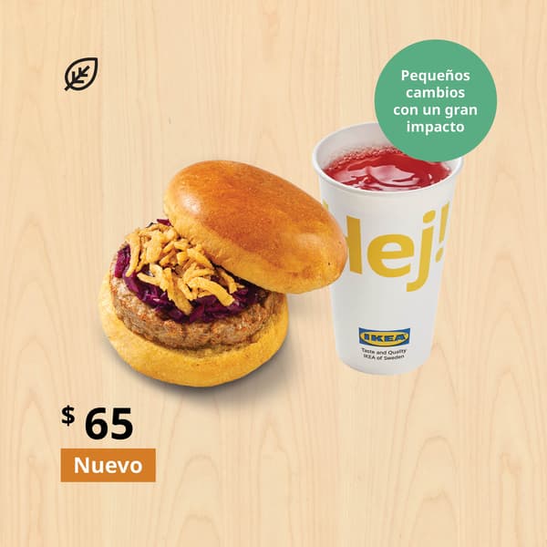 Combo Hamburguesa plant based + soda

Servida con col morada encurtida y jalapeños crujientes

$65

Incluye refresco de refill.*

Disponible solo en IKEA Oceanía e IKEA Guadalajara Expo