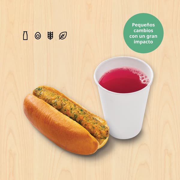 Combo hot dog vegetariano + soda