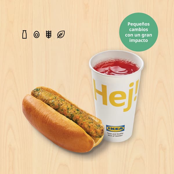 Combo hot dog vegetariano + soda
Servido con cebolla crujiente y col morada.
Incluye refresco de refill de 350ml*
