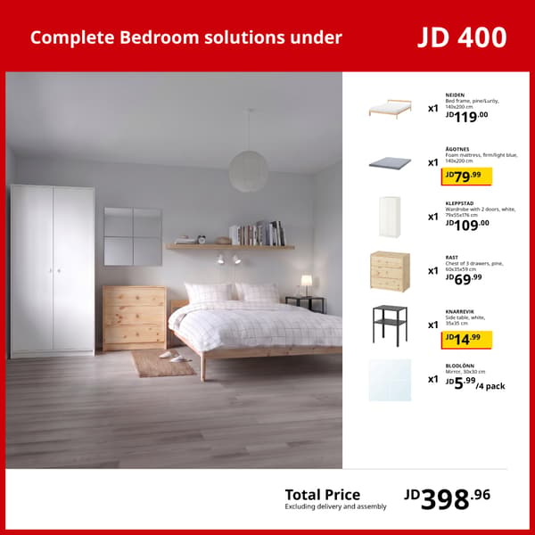 Complete Bedroom solutions under JD 400