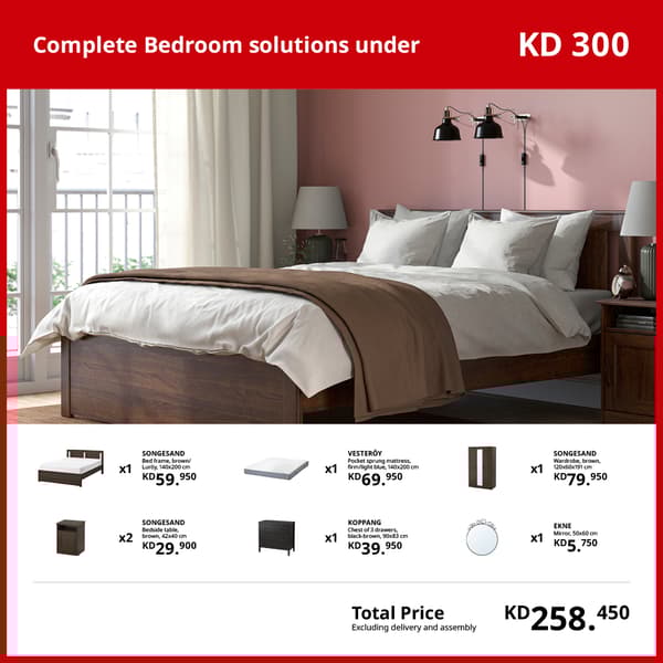 Complete Bedroom solutions under KD 300