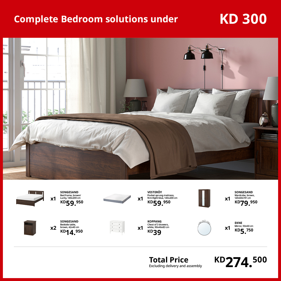 Complete Bedroom solutions under KD 300