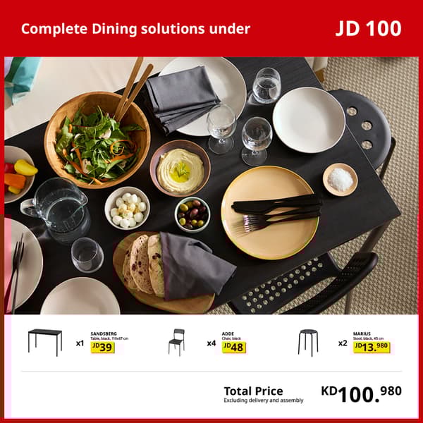 Complete Dining solution under JD 100