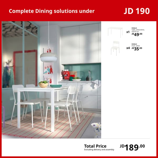 Complete Dining solution under JD 200