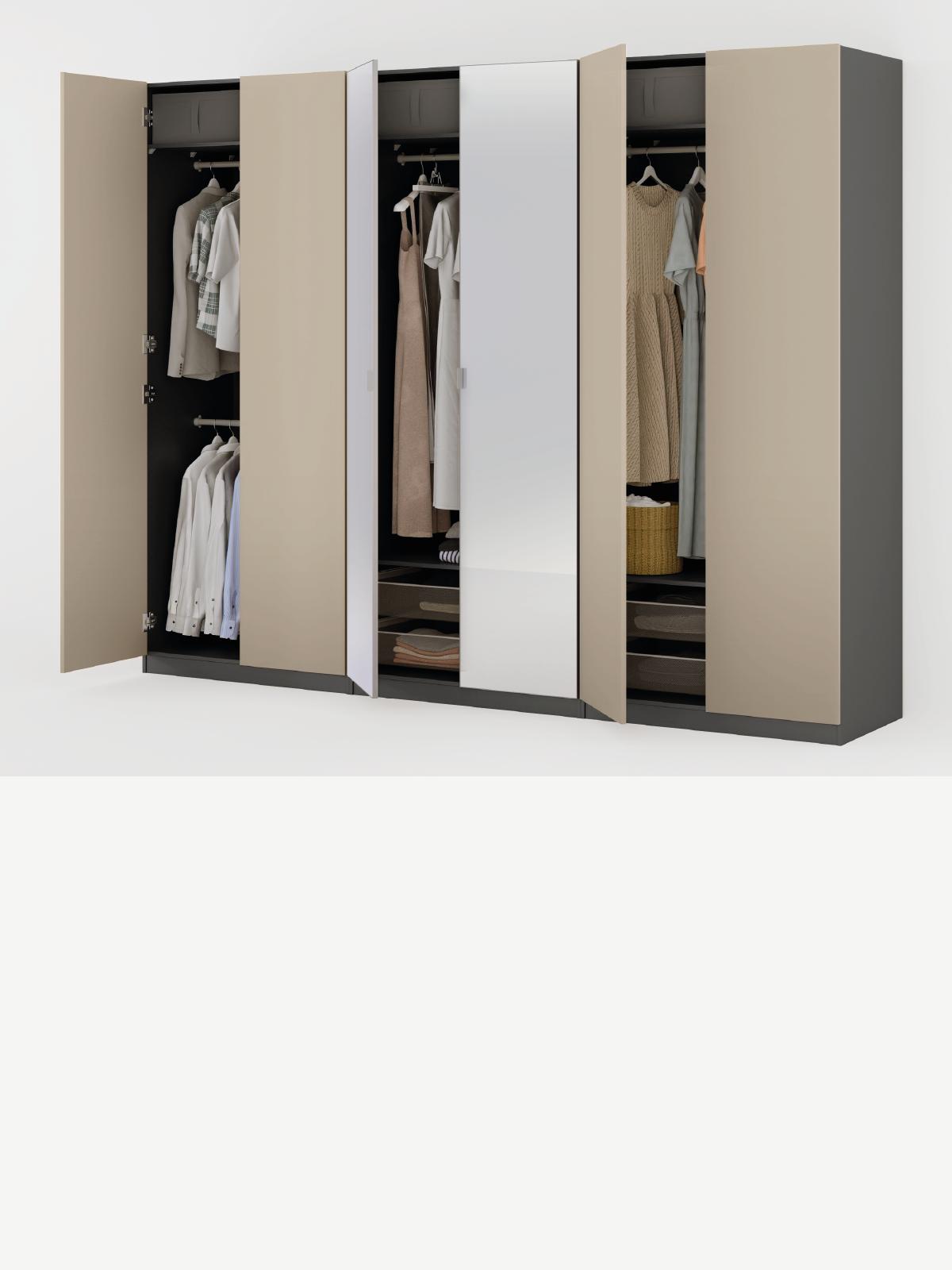 Composizione armadi PAX con ante a battente.