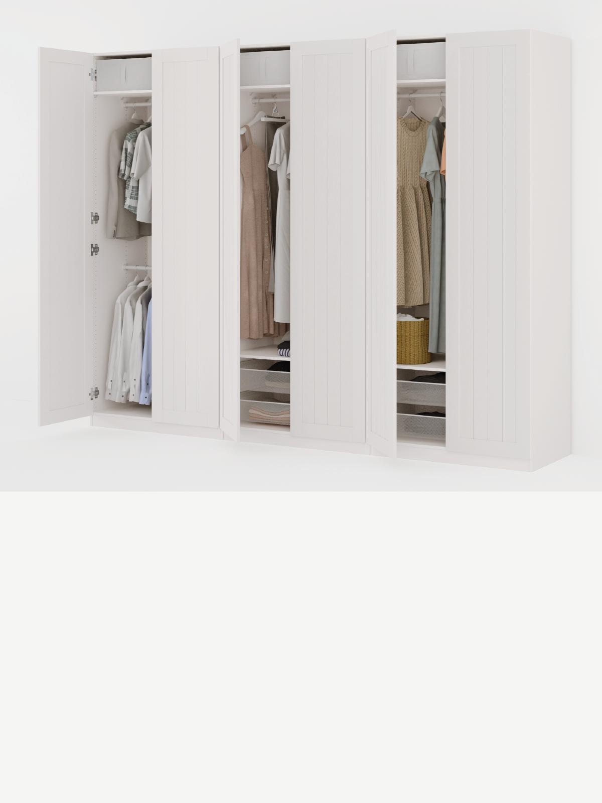 Composizione armadi PAX con ante a battente bianche