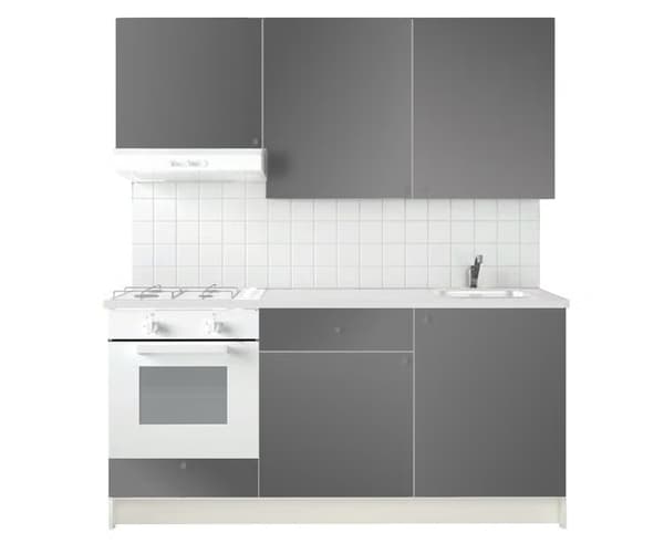 Composizione cucina KNOXHULT grigio con elettrodomestici bianchi