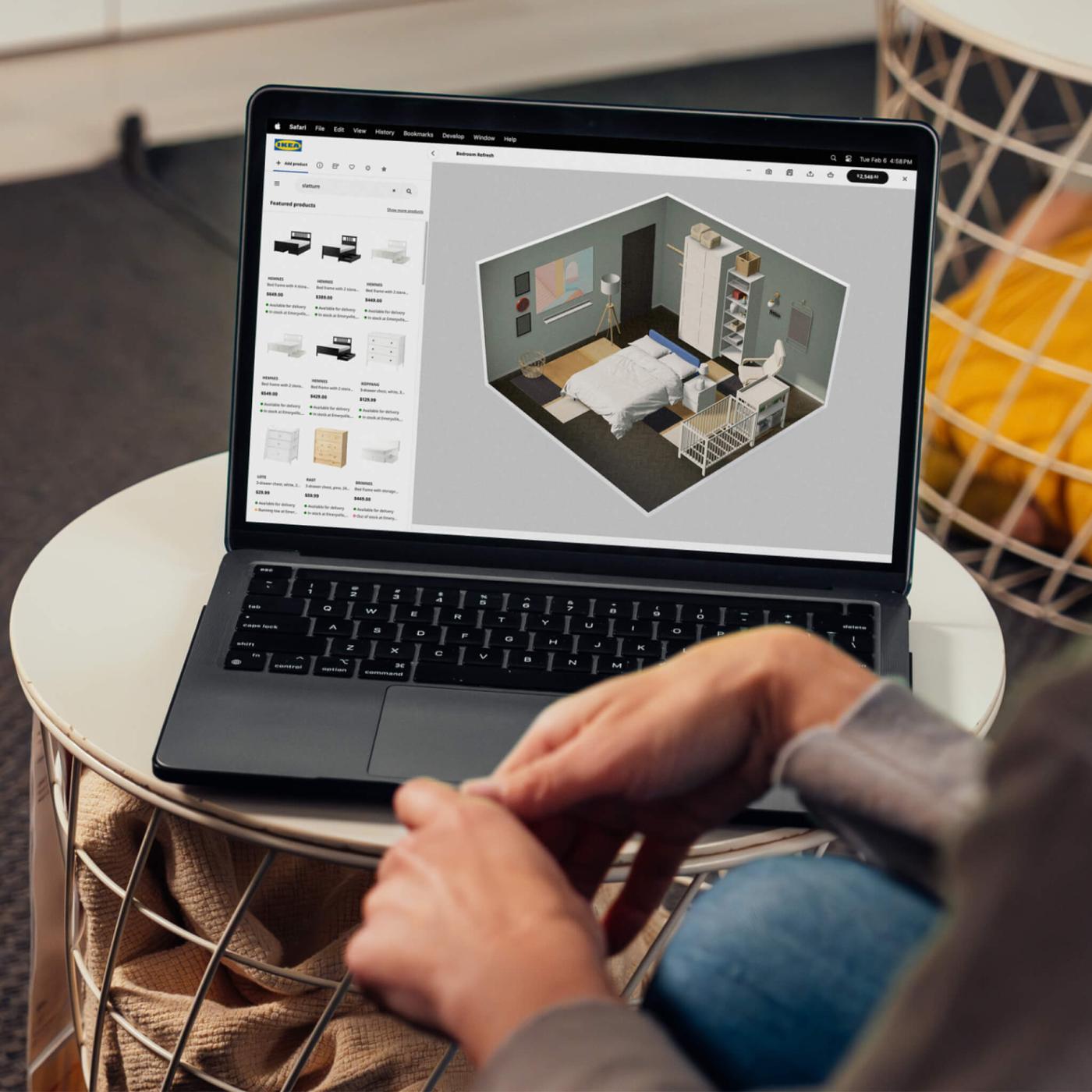 computer with IKEA products on screen