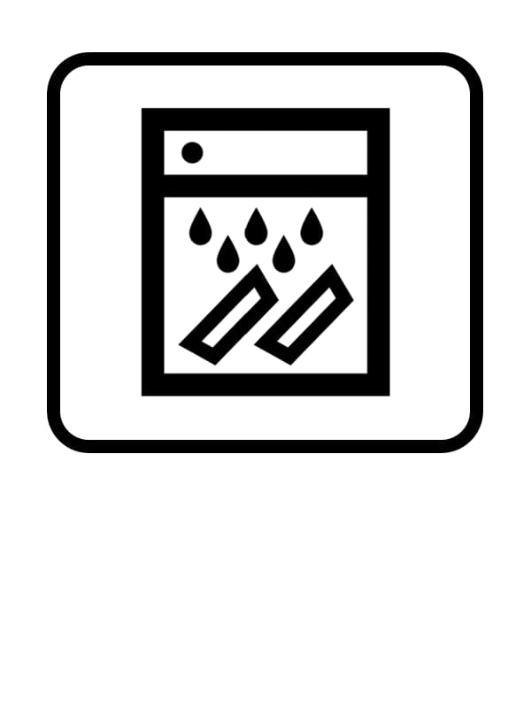 Cookware and dinnerware symbol of dishwasher-safe compatible cookware.