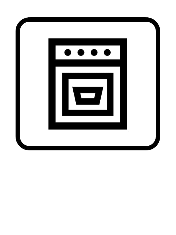 Cookware and dinnerware symbol of oven-safe compatible cookware and dinnerware.