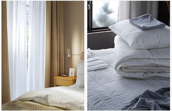 Cortinados semiopacos ROSENMANDEL| PVP: 29,99€ | 805.390.77
Edredão SMÅSPORRE| PVP: 29,99€ | 404.579.88