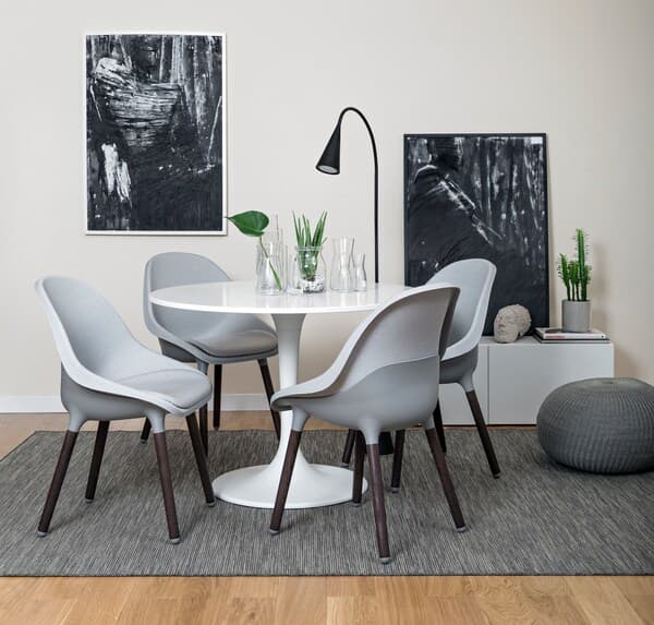 Cozy dining set with a table and four bucket chairs 