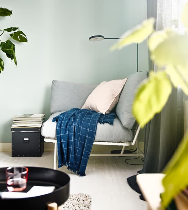 Create a cosy seating spot in your living room with modern furniture! Put an easy chair in a corner. IKEA has a lot of comfy chairs such as IKEA PS 2017 corner easy chair with cushions. The cushions are filled with high resilience foam and polyester fibre.