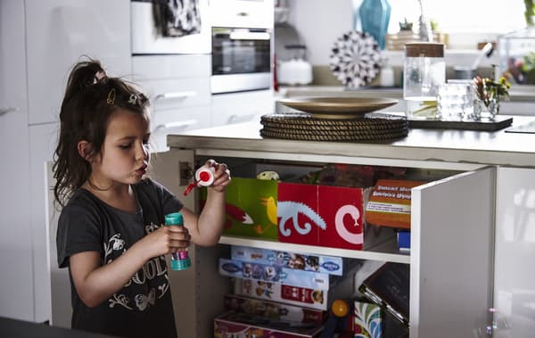 Create child-friendly storage cupboards.