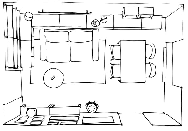 Croquis de la configuration du séjour.