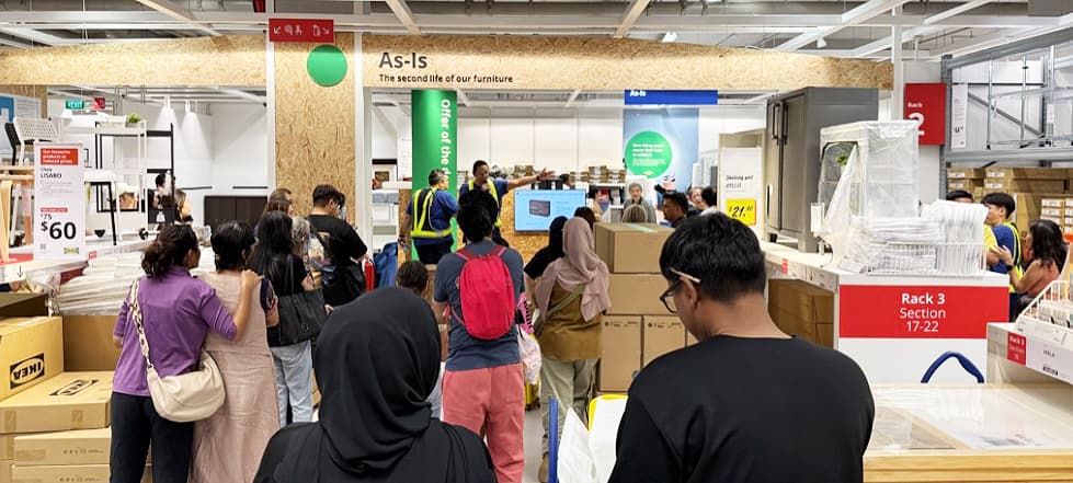 Crowd gathering at As-is Auction at an IKEA store