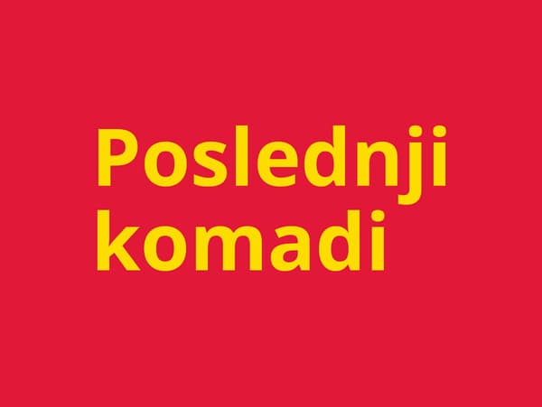 Crvena pozadina sa žutim tekstom poslednji komadi