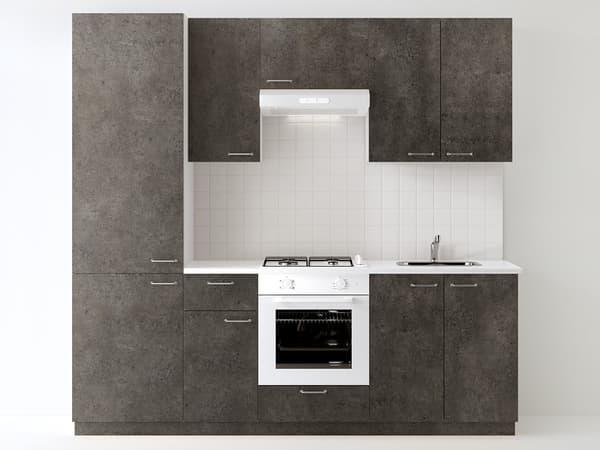 Cucina completa METOD ante KALHYTTAN grigio scuro effetto cemento.
