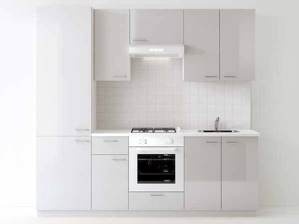 Cucina completa METOD ante RINGHULT grigio chiaro lucido.