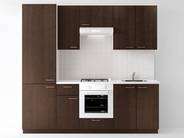 Cucina completa METOD ante SINARP in legno scuro.
