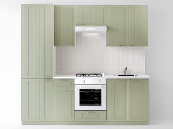 Cucina completa METOD ante STENSUND verde​ con elettrodomestici.