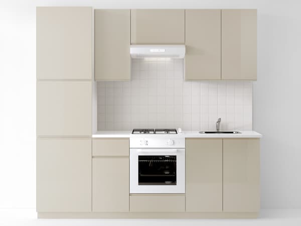 Cucina completa METOD con ante VOXTORP beige chiaro lucido