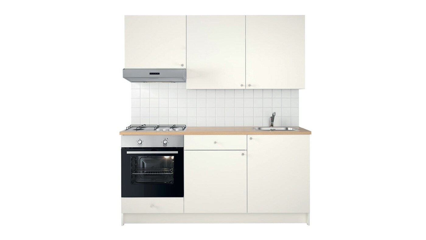 Cucina KNOXHULT bianca con elettrodomestici inox.