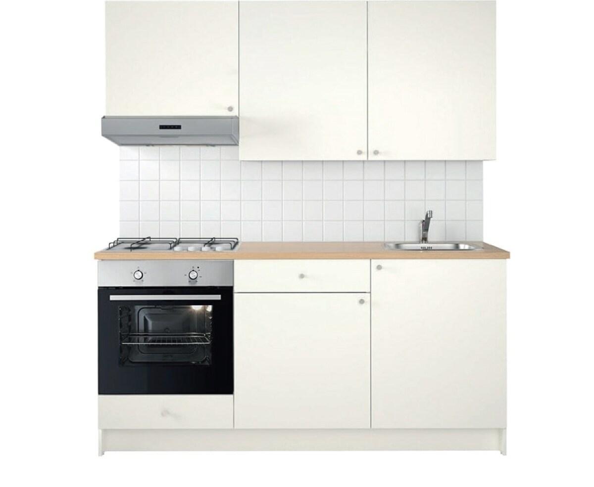 Cucina KNOXHULT bianca con elettrodomestici inox.