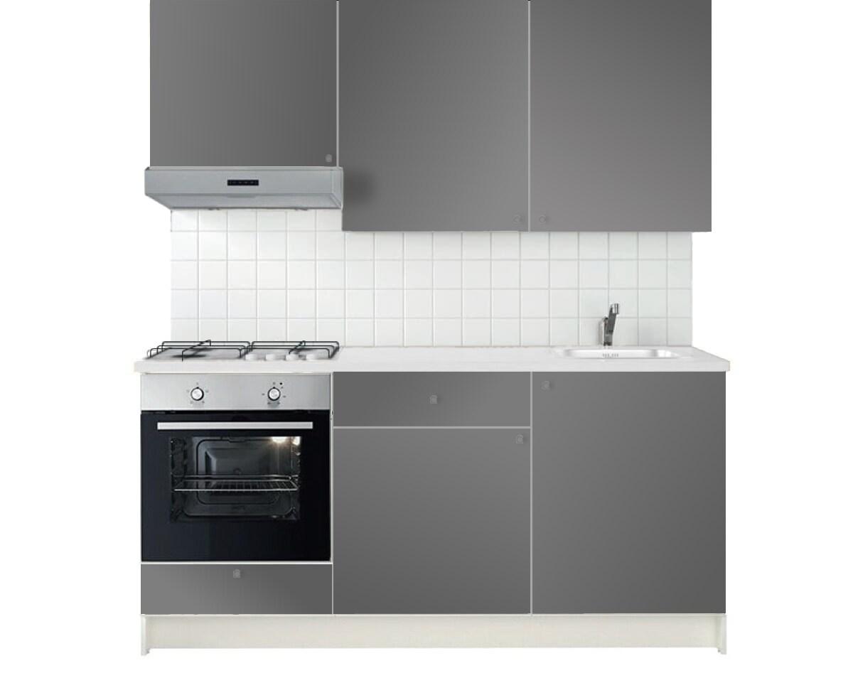 Cucina KNOXHULT grigia con elettrodomestici inox.